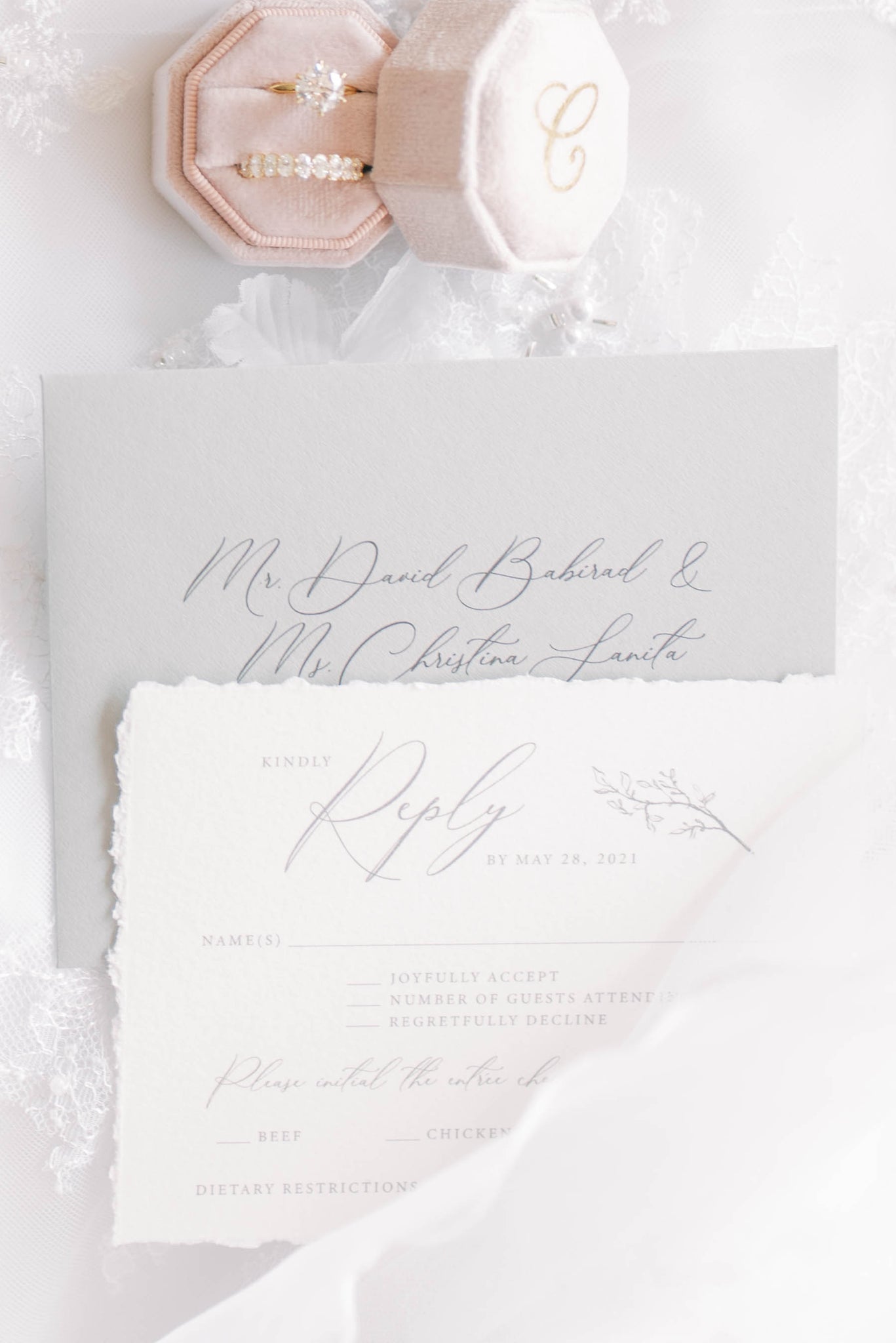 Faux Deckle Edge Paper Wedding Invitation Template