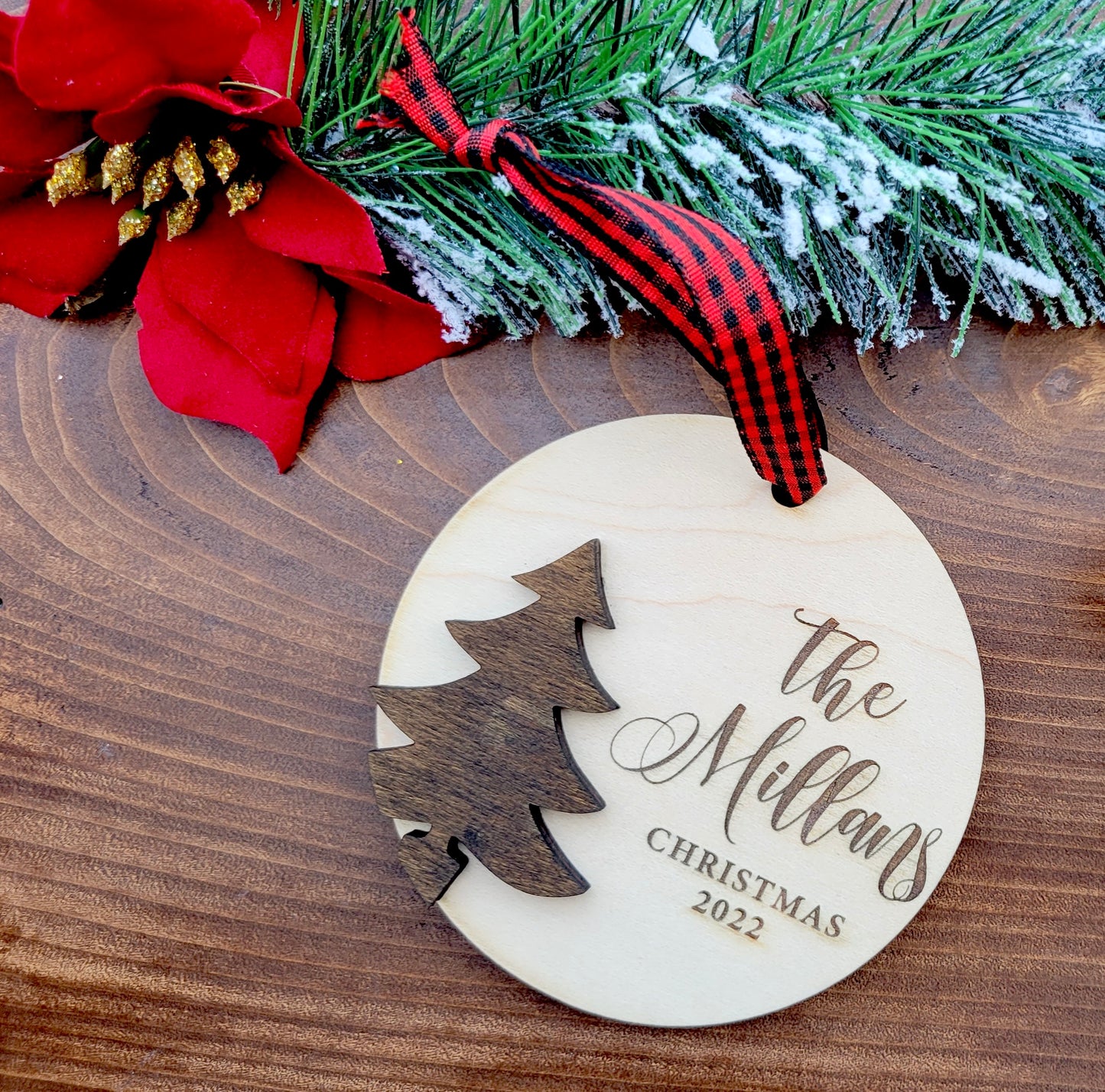 Wood Ornament with Family Name