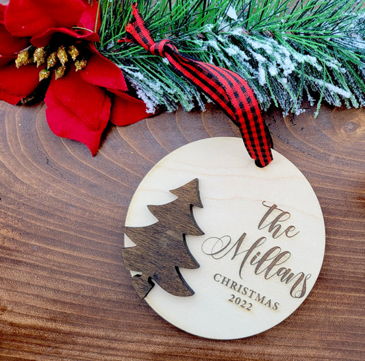 Wood Ornament with Family Name